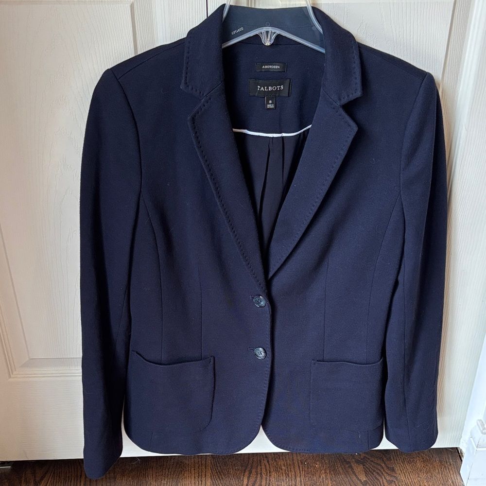 Talbots Aberdeen Classic Dark navy Blue Blazer suit jacket women’s 8 work office